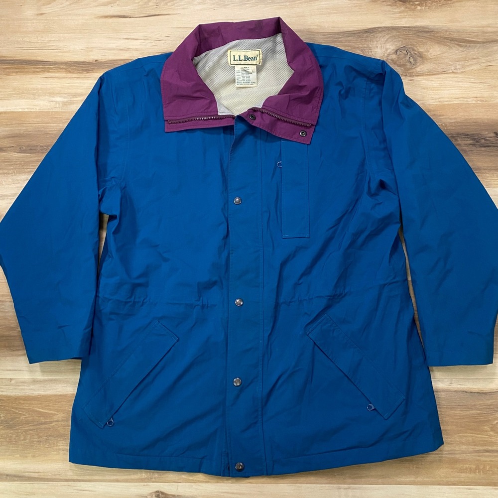 LL Bean Gore-Tex Large Vintage Rain Jacket Nylon Blue Purple 90s Hong Kong